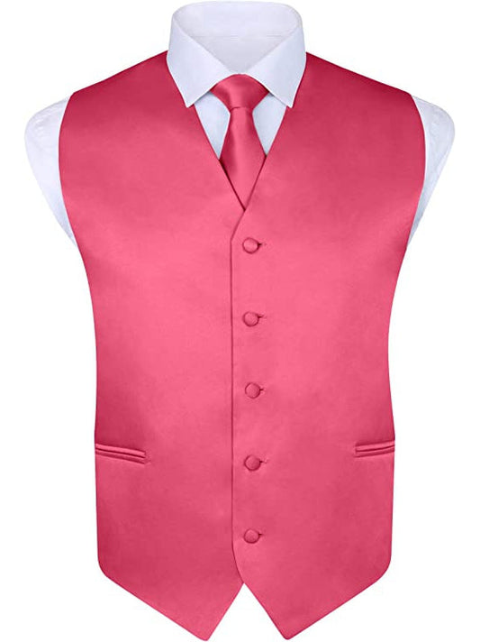 Men’s Hot Pink 4-Piece Formal Vest Set