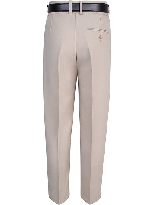 Boys Khaki Comfort Waist Dress Pants with Belt