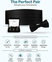 Load image into Gallery viewer, Satin Cummerbund Set with Silver Cufflinks and Studs- Boxed Set
