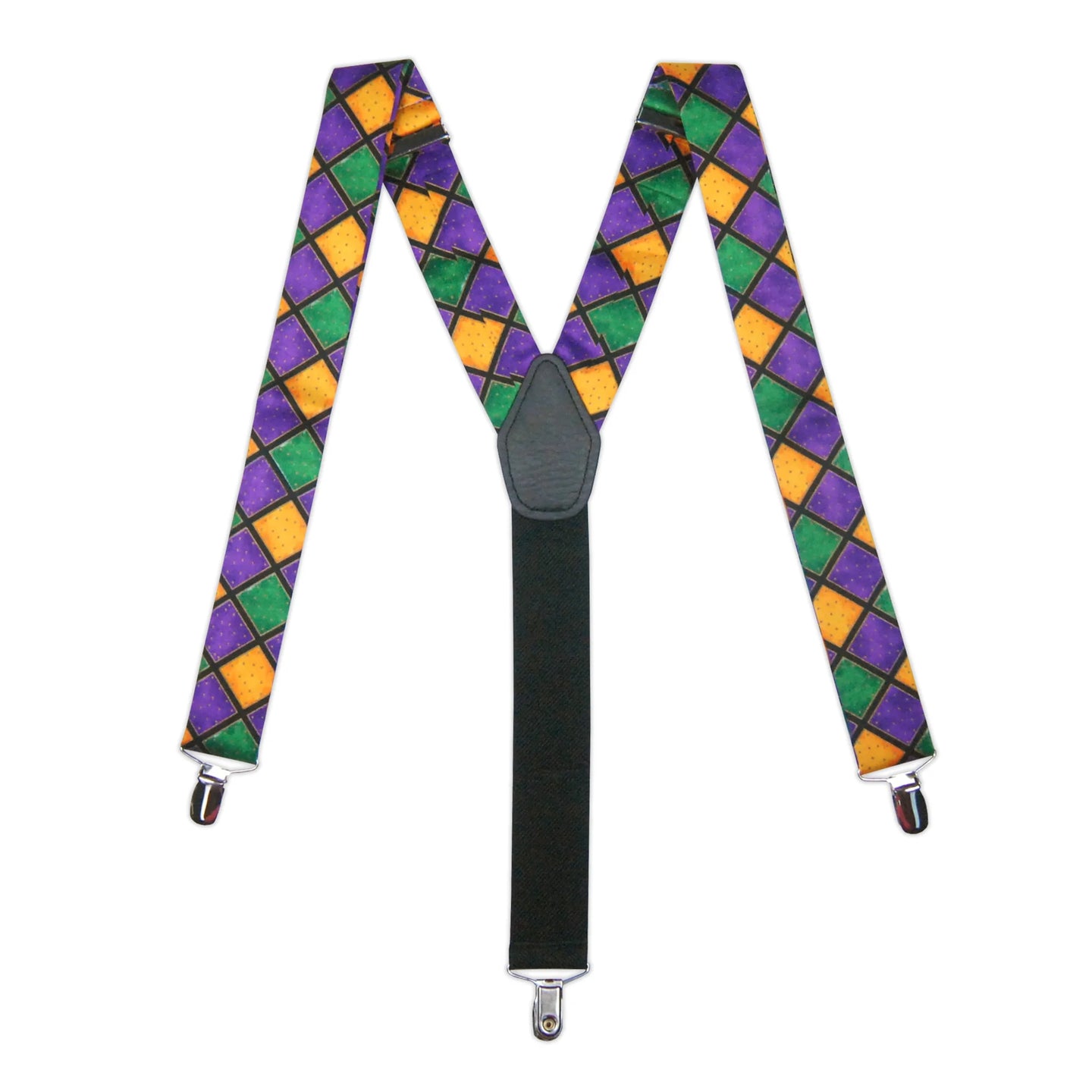 Purple Mardi Gras Harlequin Suspenders