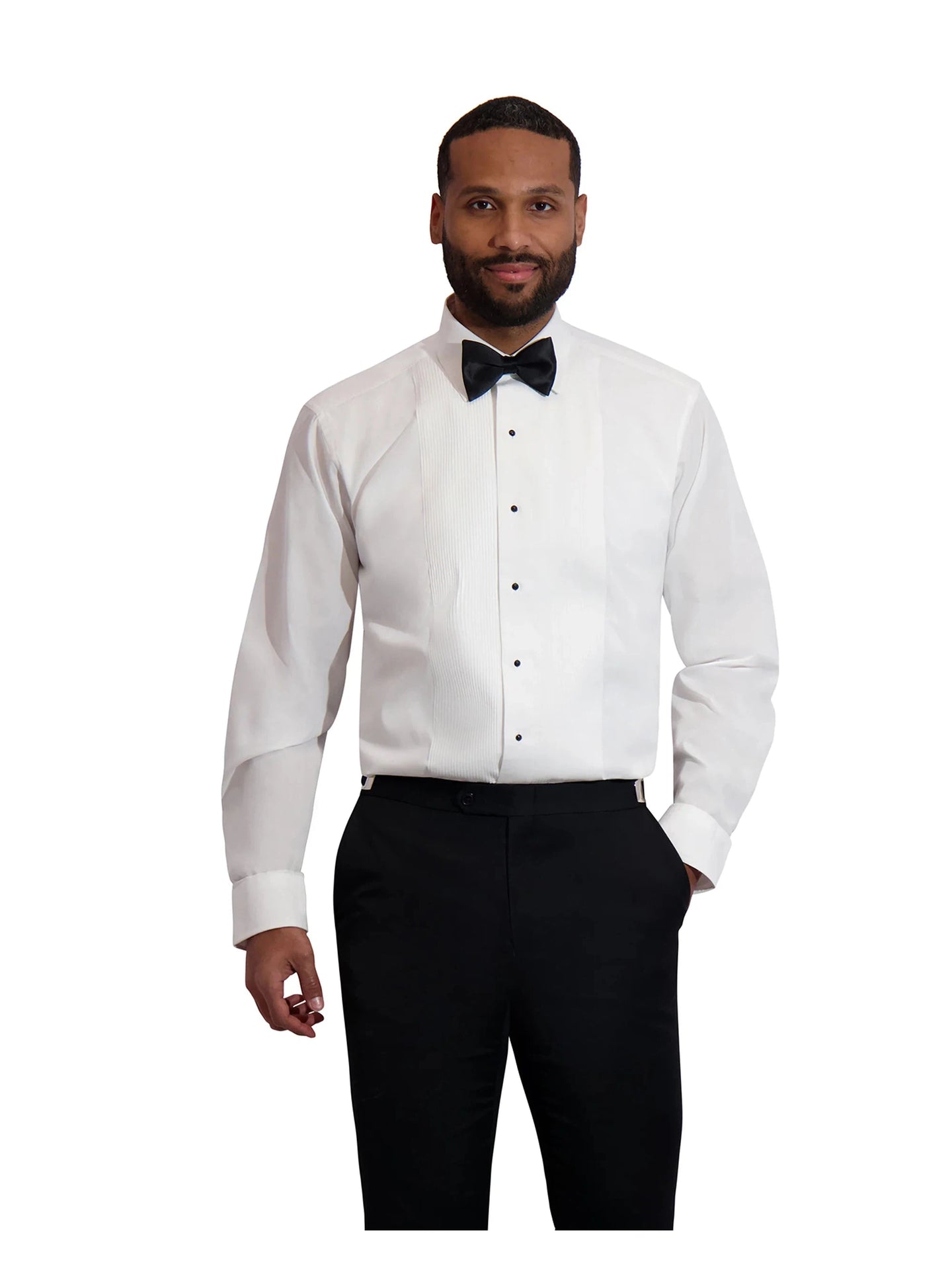 Laydown Collar Tuxedo Shirt with FREE BOW TIE