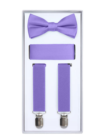 Boys Purple Suspender Set with Bow Tie & Adjustable Suspenders