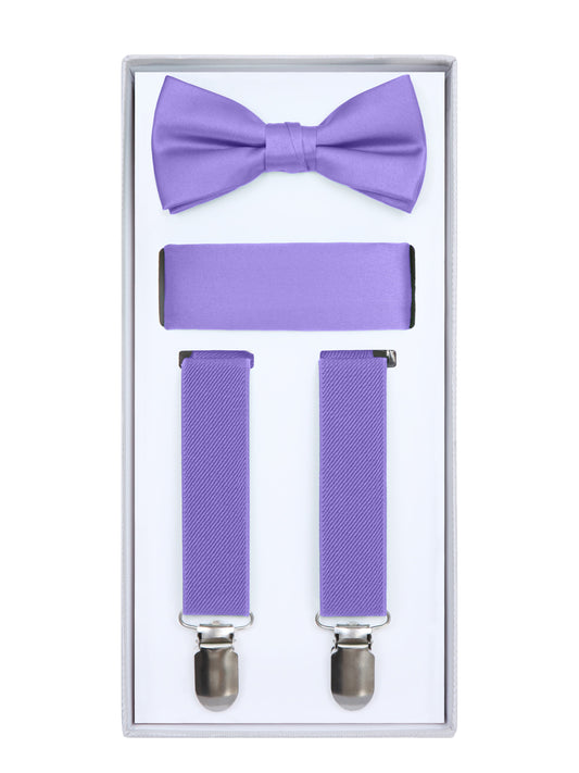 Boys Purple Suspender Set with Bow Tie & Adjustable Suspenders