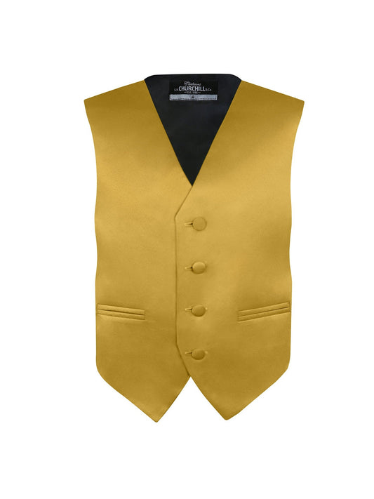 Boys Gold 4-Piece Formal Vest Set with Tie, Bow Tie & Pocket Square