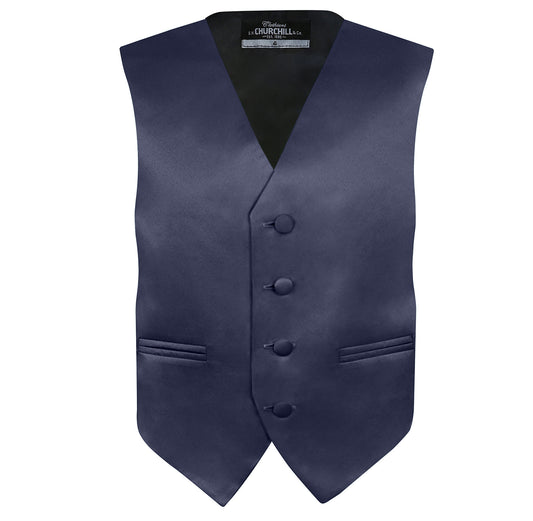 Boys Navy 4-Piece Formal Vest Set with Tie, Bow Tie & Pocket Square