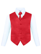 Load image into Gallery viewer, Boy&#39;s 4 Piece Vest Set, with Bow Tie, Neck Tie &amp; Pocket Hankie
