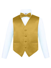 Load image into Gallery viewer, Boy&#39;s 4 Piece Vest Set, with Bow Tie, Neck Tie &amp; Pocket Hankie
