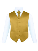 Load image into Gallery viewer, Boy&#39;s 4 Piece Vest Set, with Bow Tie, Neck Tie &amp; Pocket Hankie
