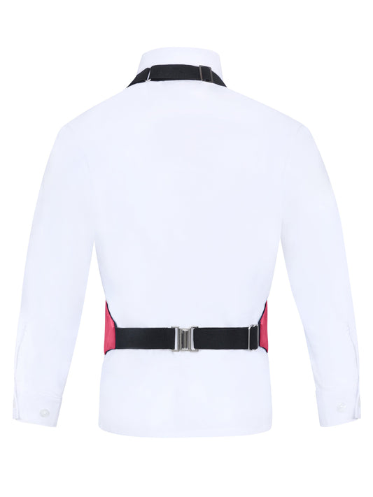 Boys Fuschia 3-Piece Backless Formal Vest Set with Bow Tie & Pocket Square