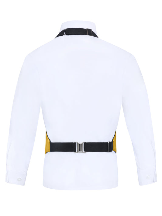 Boys Gold 3-Piece Backless Formal Vest Set with Bow Tie & Pocket Square