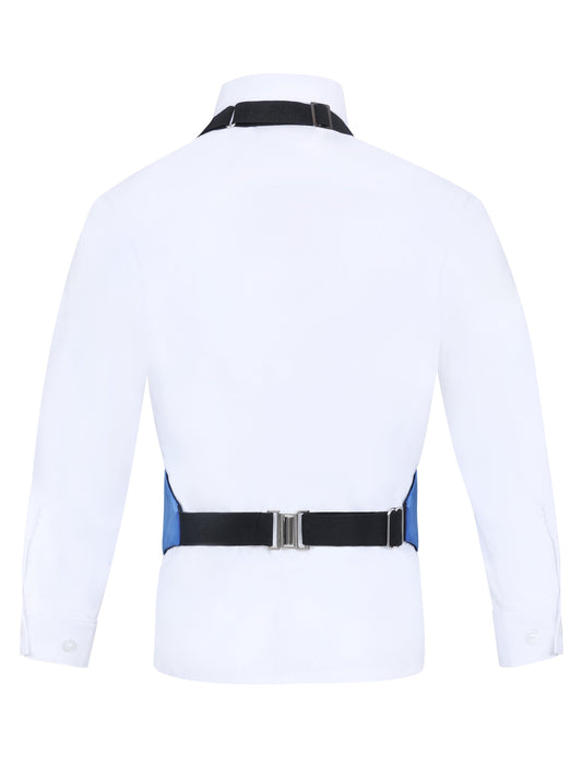Boys Royal Blue 3-Piece Backless Formal Vest Set with Bow Tie & Pocket Square
