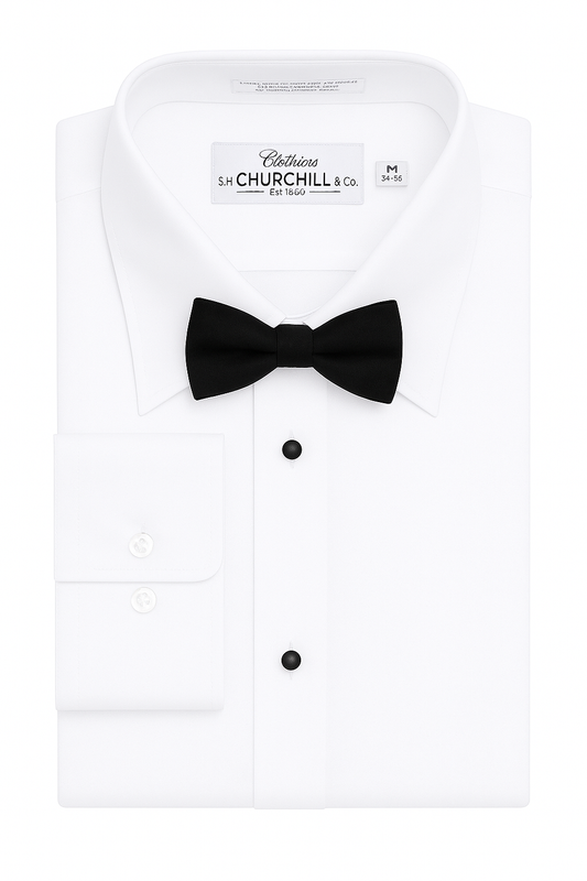 Men's White Non-Pleated Laydown Collar Tuxedo Shirt
