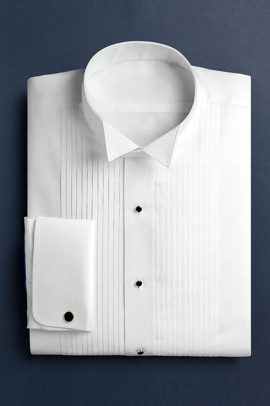 100% Cotton Wing Collar Tuxedo Shirt - French Cuffs