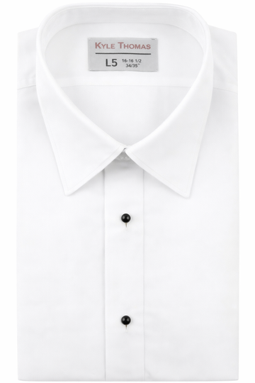 Men's White Fitted Non Pleated Laydown Collar Microfiber Tuxedo Shirt