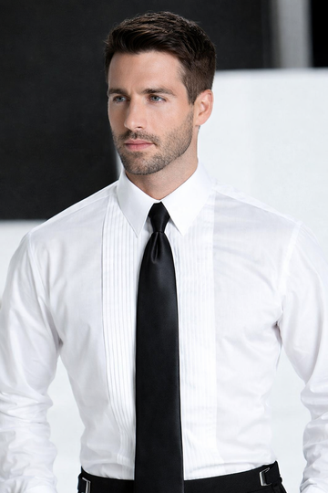 Men's White  Slim Fit Laydown Tuxedo Shirt