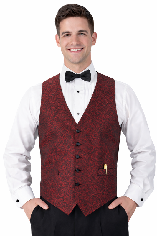 Men's Red Matrix Print Vest and Tie Set