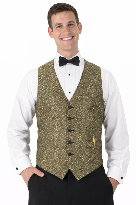 Men's Gold Matrix Print Vest and Tie Set