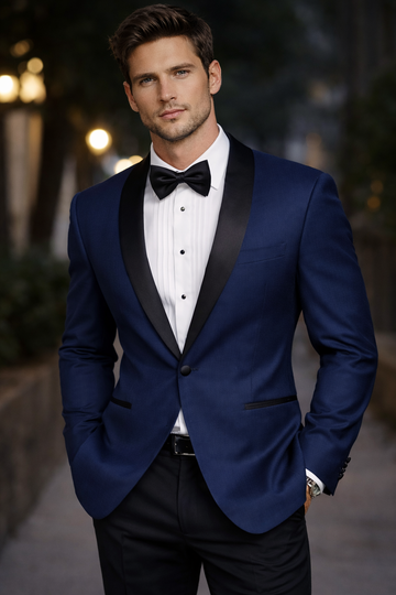 Slim Fit Indigo Blue Pindot Dinner Jacket