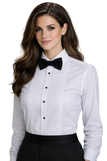 Woman's Tuxedo Shirt with Laydown Collar