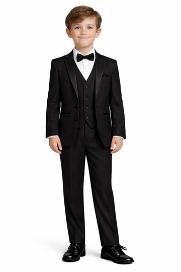 Boys 5 Piece Black Tuxedo Set Sizes 2T–16