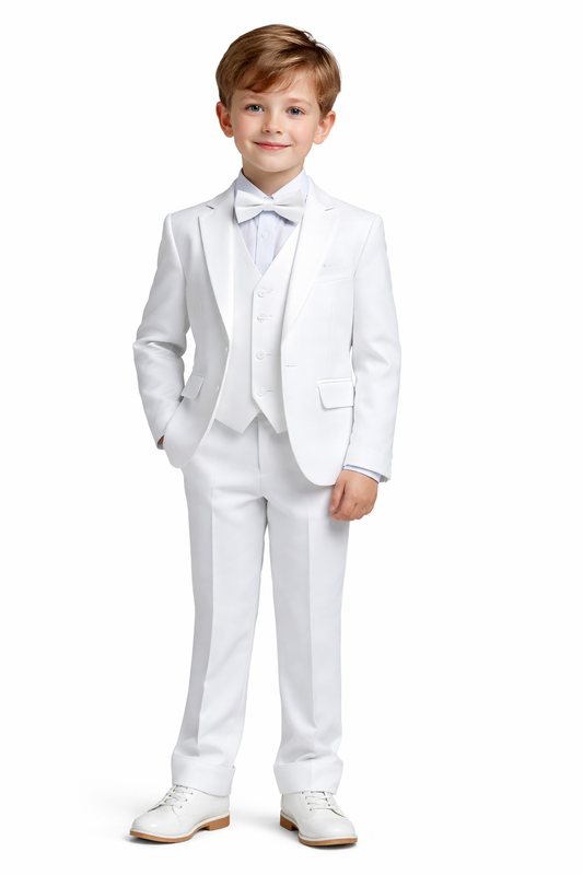 Boys 5 Piece White Tuxedo Set  Sizes 2T–16