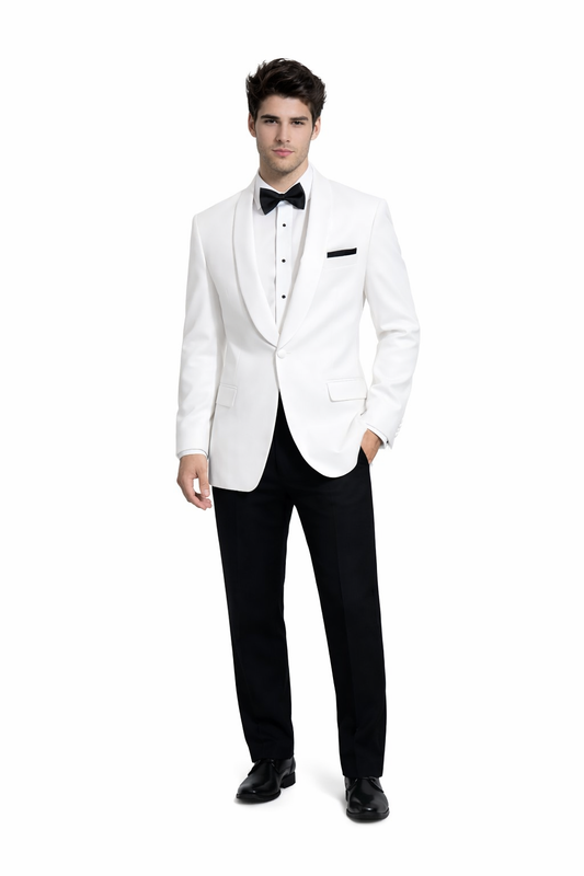 White Dinner Jacket - Classic 1 Button Shawl Lapel