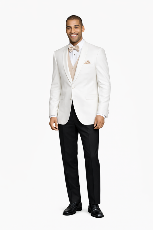 Light Ivory 1 Button Shawl Men's Dinner Jacket by Cardi Couture