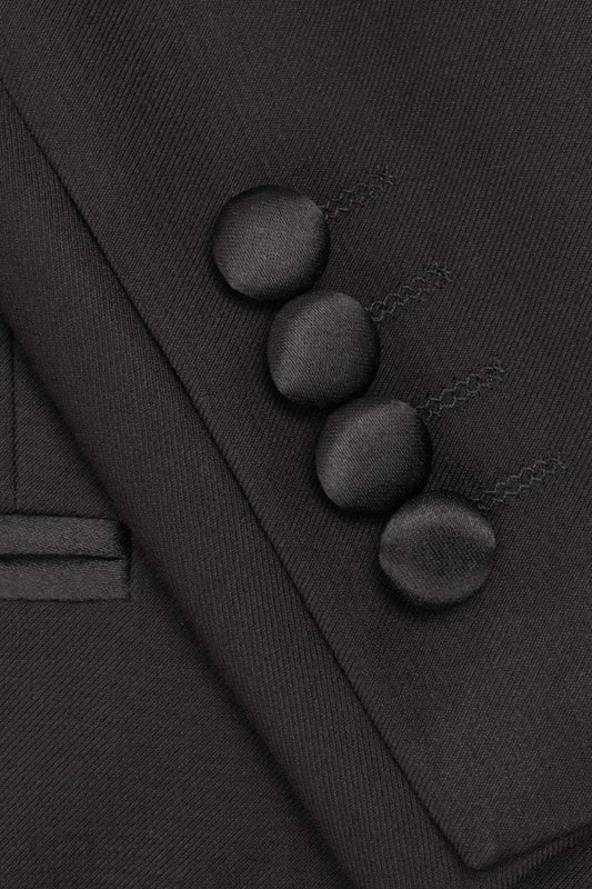 Men's Black Peak Tailcoat Jacket-Premium Stetch Blend Fabric