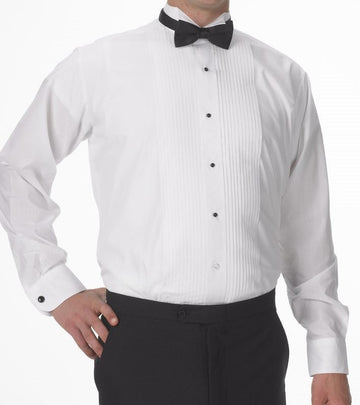 White Wing Collar Formal Tuxedo Shirt with FREE BOW TIE