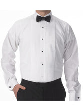 Load image into Gallery viewer, Classic Fit Tuxedo Shirt - White Pleated with Wing Tip Collar
