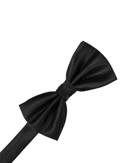 Black Herringbone Formal Bow Tie