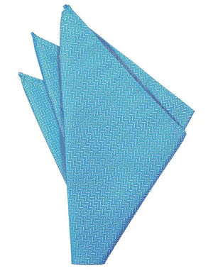 Blue Ice Herringbone Formal Pocket Square