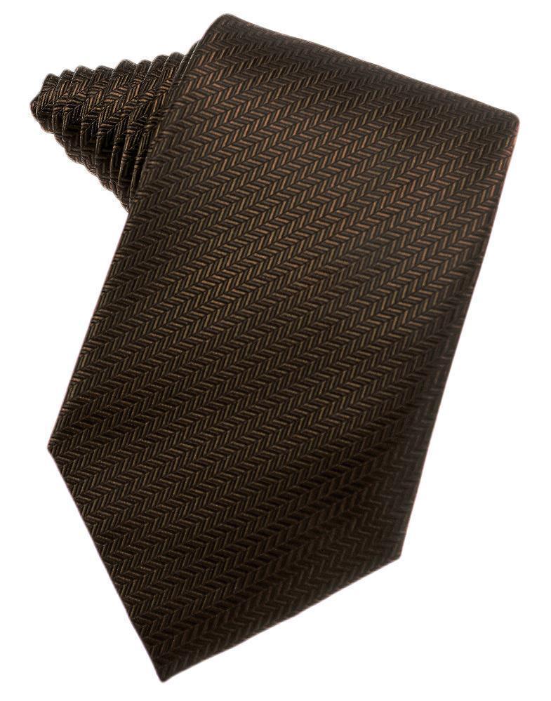 Chocolate Herringbone Satin Formal Neck Tie