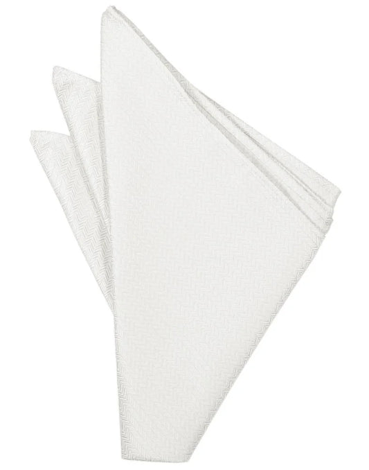 White Herringbone Formal Pocket Square