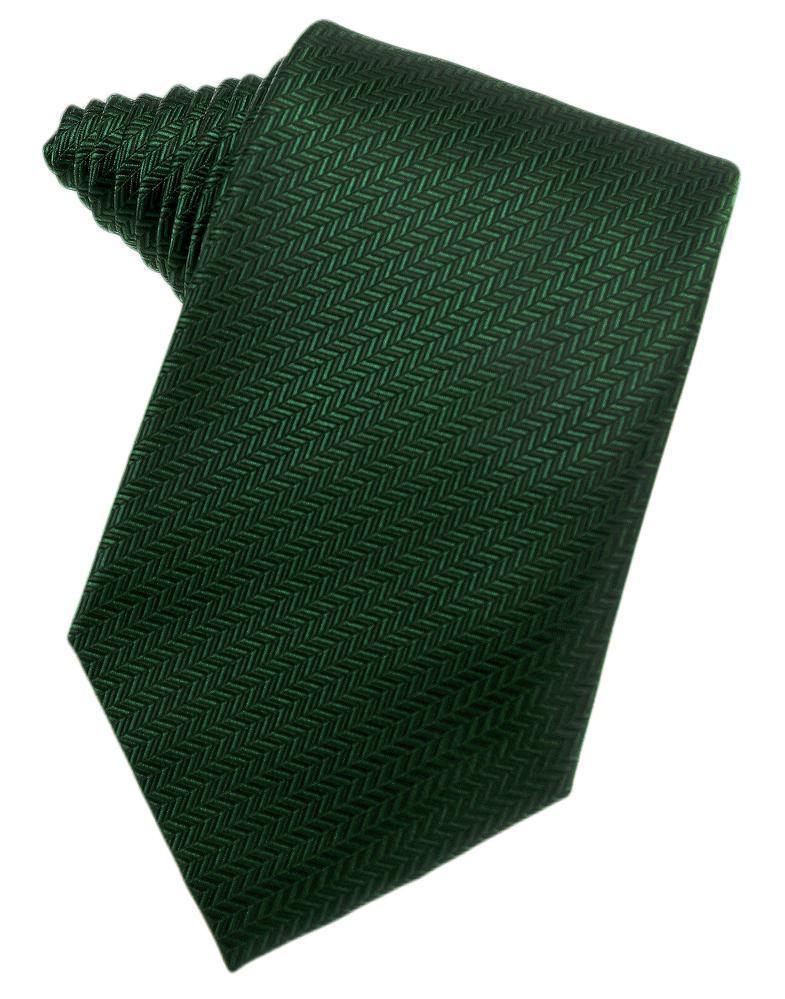 Hunter Green Herringbone Satin Formal Neck Tie