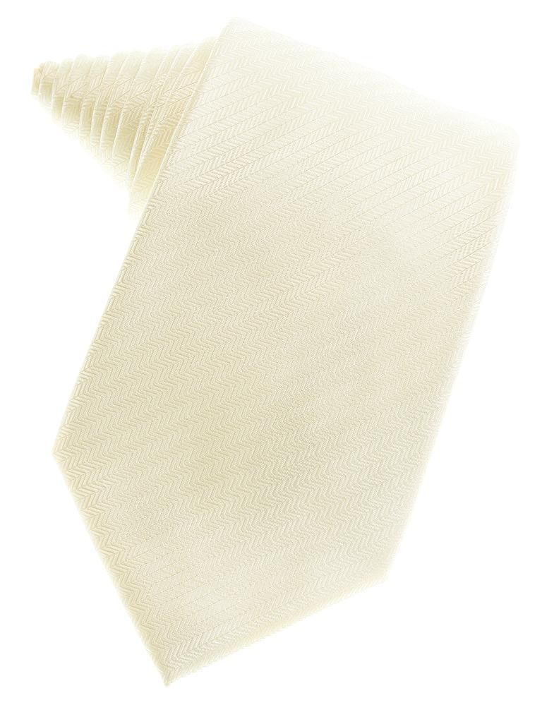 Ivory Herringbone Satin Formal Neck Tie
