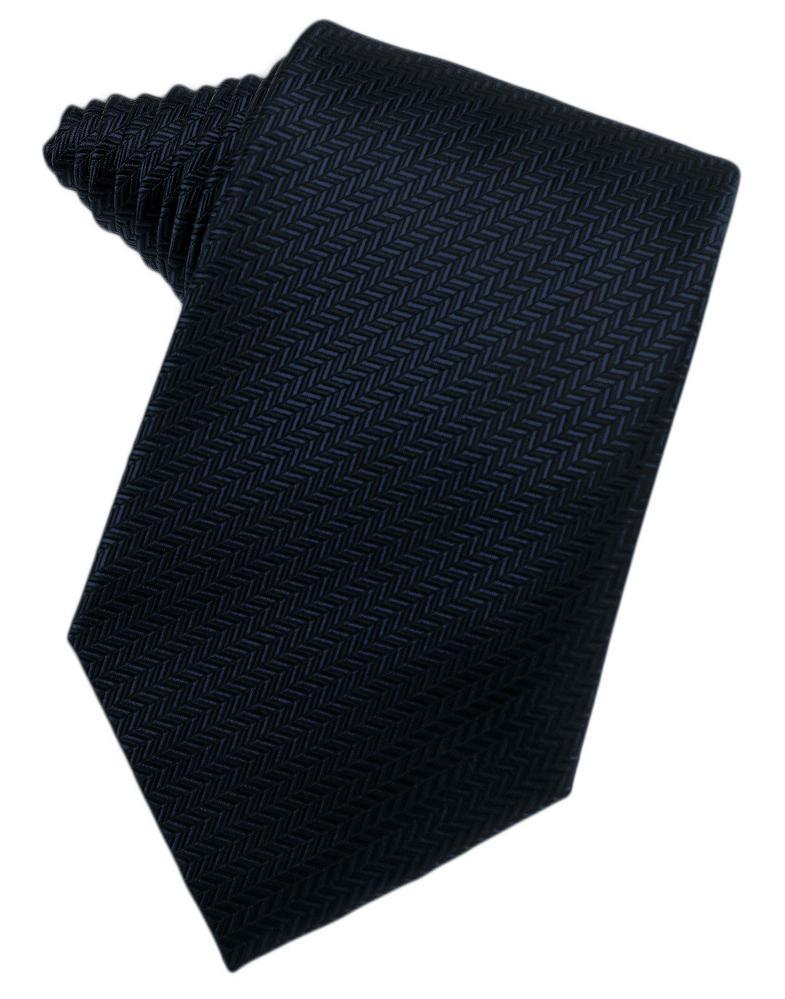 Navy Herringbone Satin Formal Neck Tie