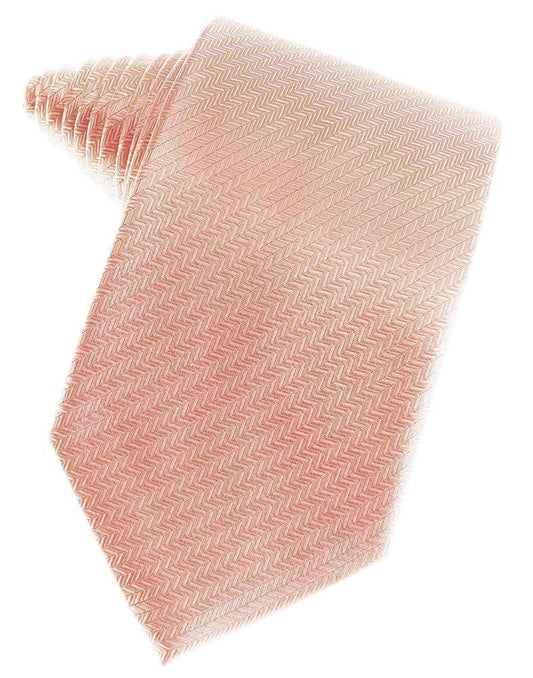 Peach Herringbone Satin Formal Neck Tie