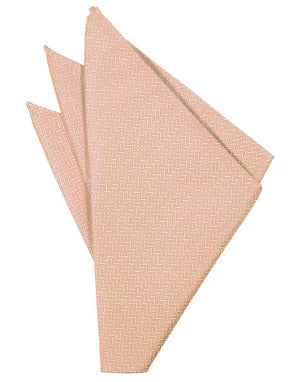 Peach Herringbone Formal Pocket Square