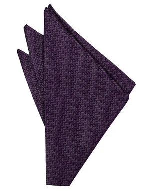 Plum Herringbone Formal Pocket Square