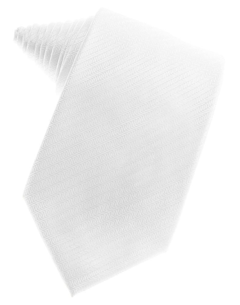 White Herringbone Satin Formal Neck Tie