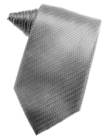 Silver Herringbone Satin Formal Neck Tie