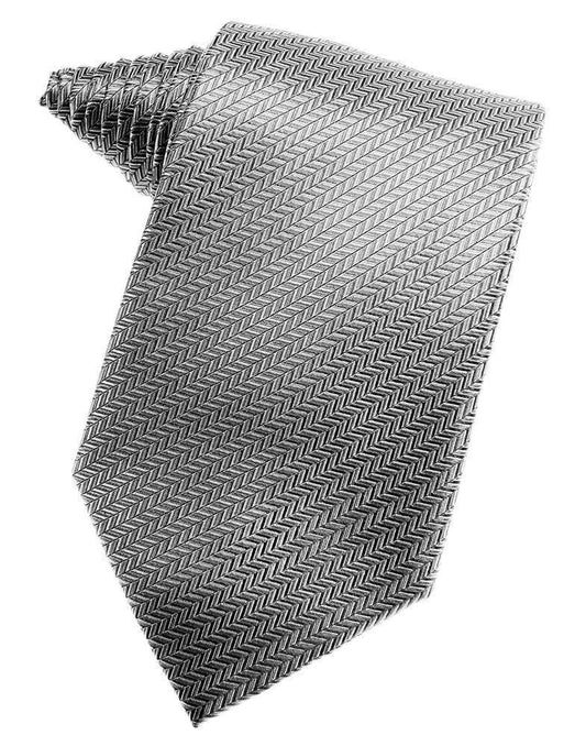Silver Herringbone Satin Formal Neck Tie