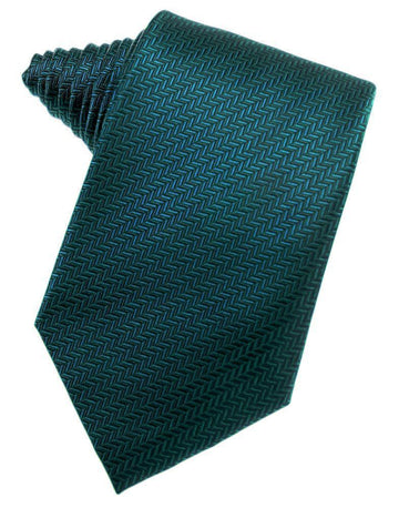 Teal Herringbone Satin Formal Neck Tie