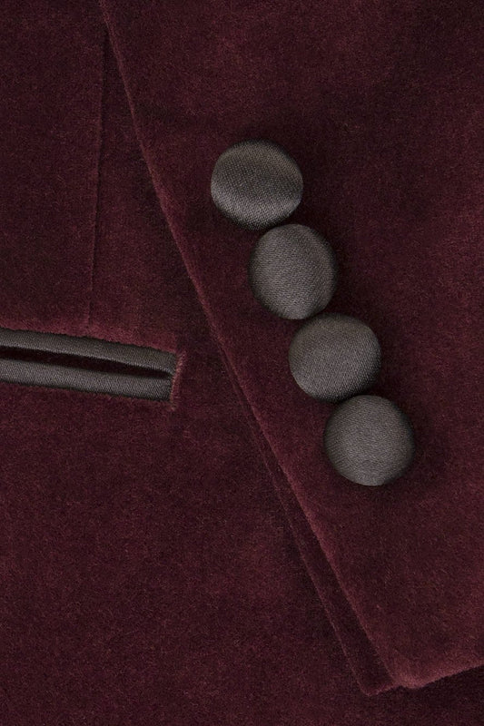 Merlot Velvet 1 Button Peak Dinner Jacket