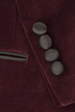 Load image into Gallery viewer, Merlot Velvet 1 Button Peak Dinner Jacket
