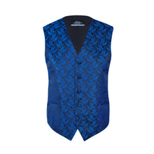 Load image into Gallery viewer, S.H. Churchill &amp; Co. Men&#39;s Blue/Black Paisley Vest Set, with Bow Tie, Neck Tie and Pocket Hanky
