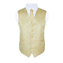 Load image into Gallery viewer, S.H. Churchill &amp; Co. Men&#39;s Gold Paisley Vest Set, with Bow Tie, Neck Tie and Pocket Hanky
