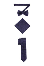 Load image into Gallery viewer, S.H. Churchill &amp; Co. Men&#39;s Silver/Black Paisley Vest Set, with Bow Tie, Neck Tie and Pocket Hanky
