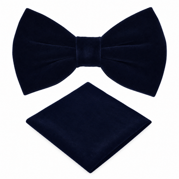 Men's Black Velvet Bow Tie and Pocket Square Set